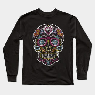 Sugar Skull Rhinestone style Long Sleeve T-Shirt